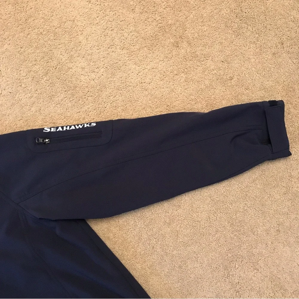NFL Seattle Seahawks Stadium Jacket Adult Size Large Soft Shell Fleece Dark Blue - Picture 11 of 13